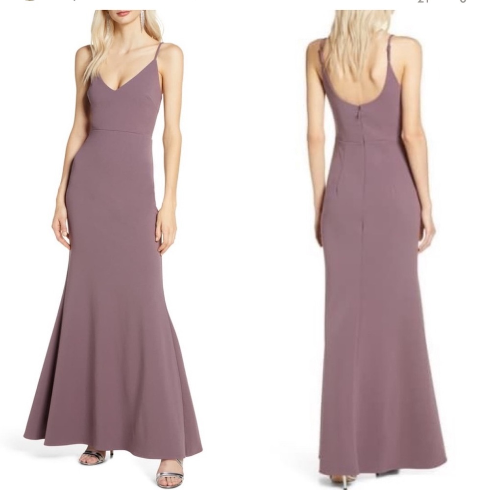 Lulus V-Neck Dusty Purple Trumpet Gown Sz XS